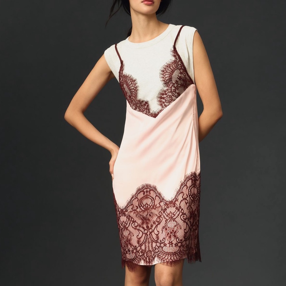 *Anthropologie Maeve Lace T Shirt Slip Dress